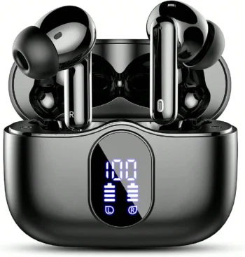 Ordtop Wireless Earbuds, Bluetooth Headphones 48H Playtime Ear Buds With LED Power Display, IPX7 Waterproof Bluetooth 5.4 Earphones In-Ear Earbuds With 4 Mic For Android IOS Cell Phone Laptop, Purple