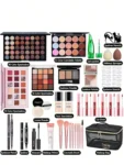 All In One Makeup Kit For Women Full Kit, Make Up Gift Set For Women, Makeup Essential Bundle Includes Foundation Face Primer Eyeshadow Contour Palette Lipstick Eyeliner Mascara Cosmetic Brush Set