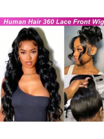 360 Body Wave Lace Front Wigs Human Hair Pre Plucked With Baby Hair Glueless 180% Density Full 360 Frontal Wigs Human Hair Natural Color Wigs Brazilian Virgin Hair For Women