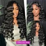42 Inch Deep Wave Lace Front Wigs Human Hair, 13×4 HD Curly Lace Front Human Hair Wet Wavy Waterwave Glueless Frontal Deep Wave Wig For Women, Pre Plucked, 250 Density, Average Cap, Tangle Free