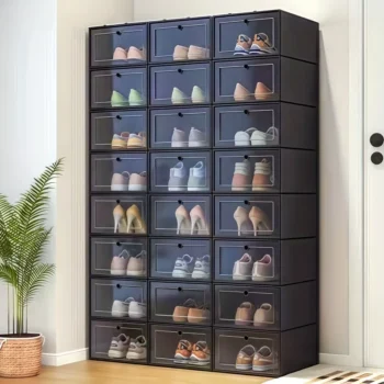 15pcs | 12pcs Transparent Shoe Box, Foldable Plastic Dustproof Storage Organizer for Home Use – Space-Saving Shoe Rack with Easy Flip Lid Design